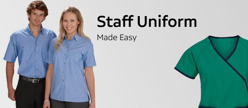Professional staff wearing branded custom uniforms from Tru Uniforms